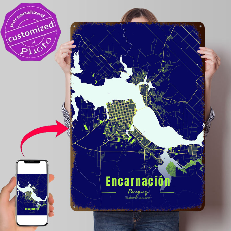 Custom Map Poster - Décoration Encarnación, articles de décoration intérieure,