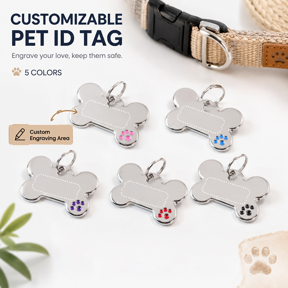 Pet Portrait Custom - Plaque d'identification personnalisée pour chien en