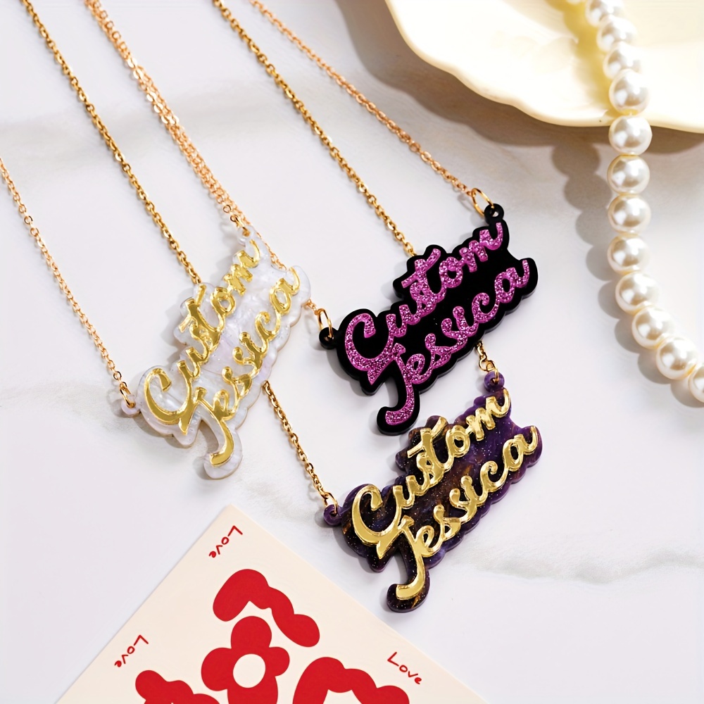 Name Necklace Custom - Collier personnalisé en acrylique à double