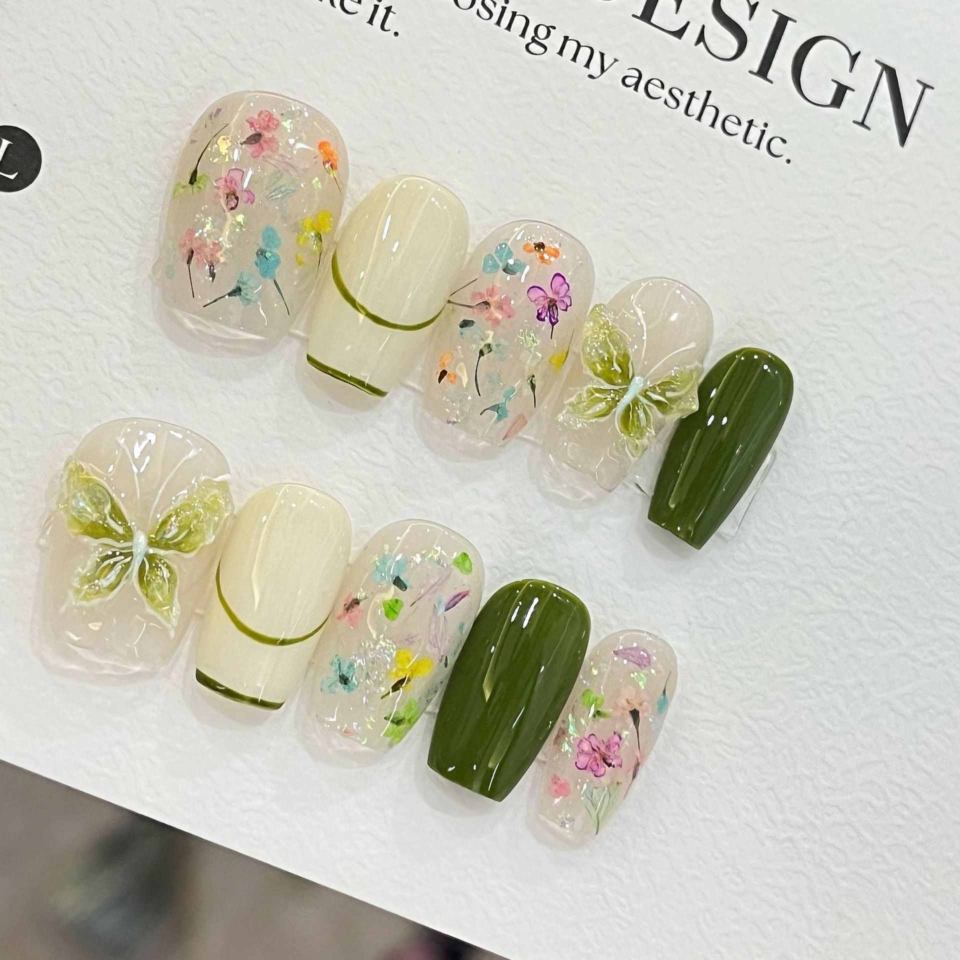 10 faux ongles papillon fleuri - Pressed Flower Art avis et prix