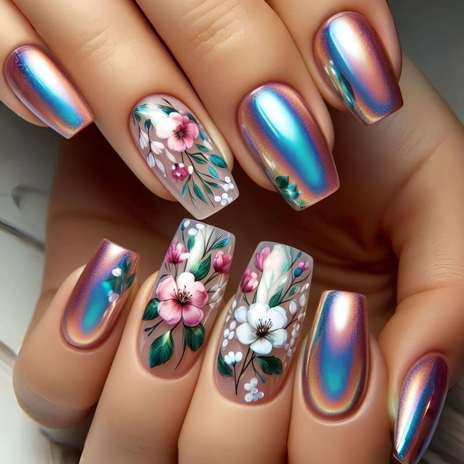 Faux ongles mi-longs pour femm - Pressed Flower Art avis et prix