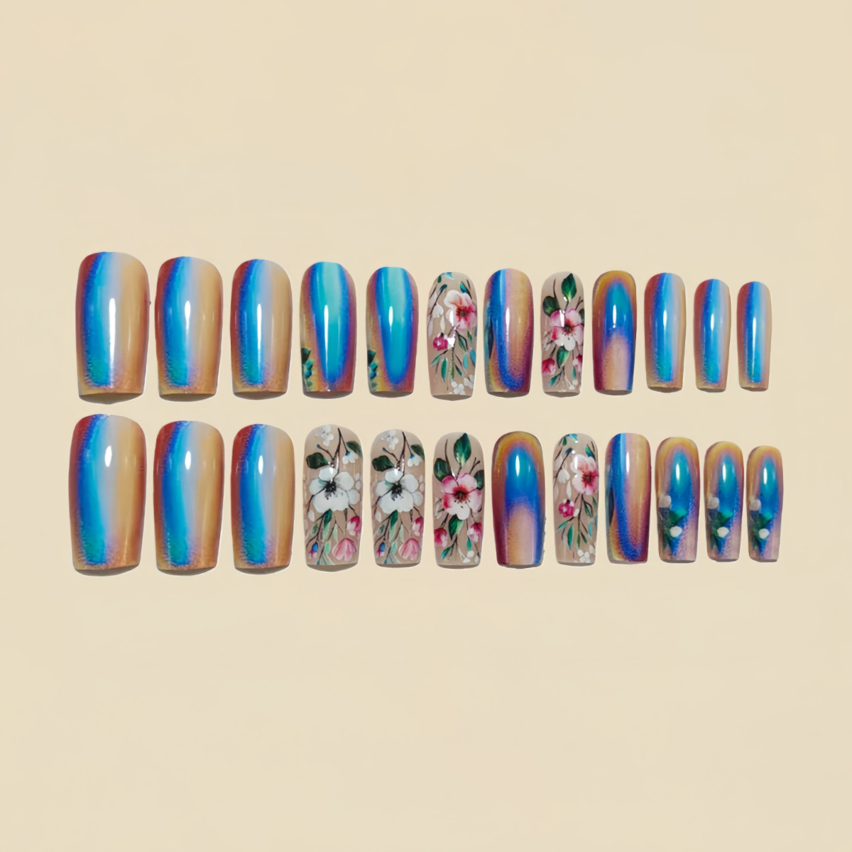 Faux ongles mi-longs pour femm - Pressed Flower Art avis et prix